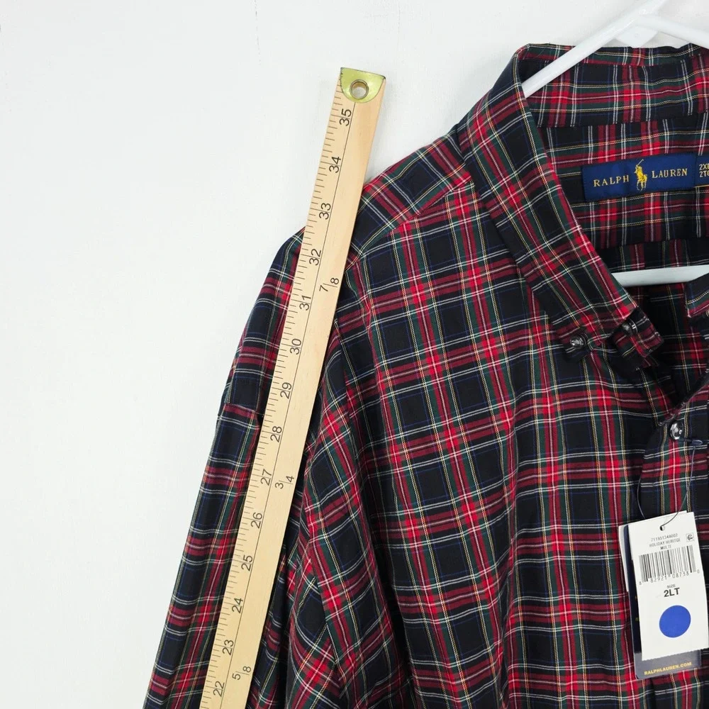Polo Ralph Lauren Shirt 2XLT Holiday Heritage Multi Plaid Cotton Button Down NWT